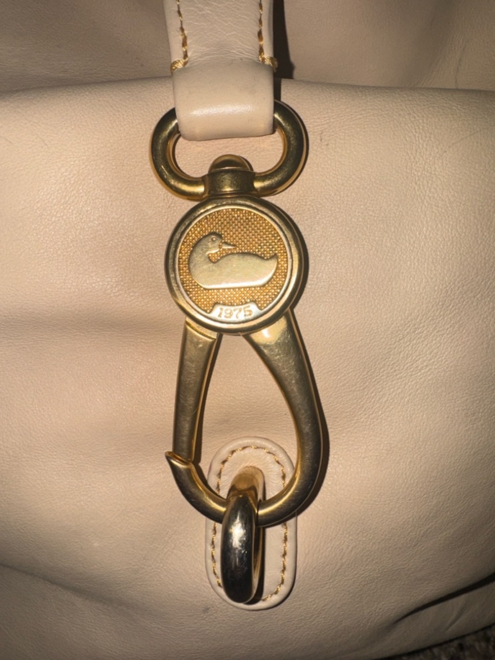 Dooney & Bourke Belvedere Logo Lock Shoulder Hobo Bag Minimalist Cream Leather - Picture 5 of 9